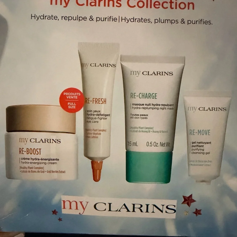 My Clarins Collection 4-Piece Skincare Set Re-Boost Re-Refresh Re-Charge Re-Move
